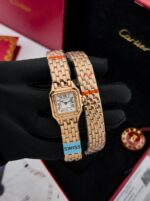 Panthère de Cartier watch with yellow gold double loop wrap bracelet